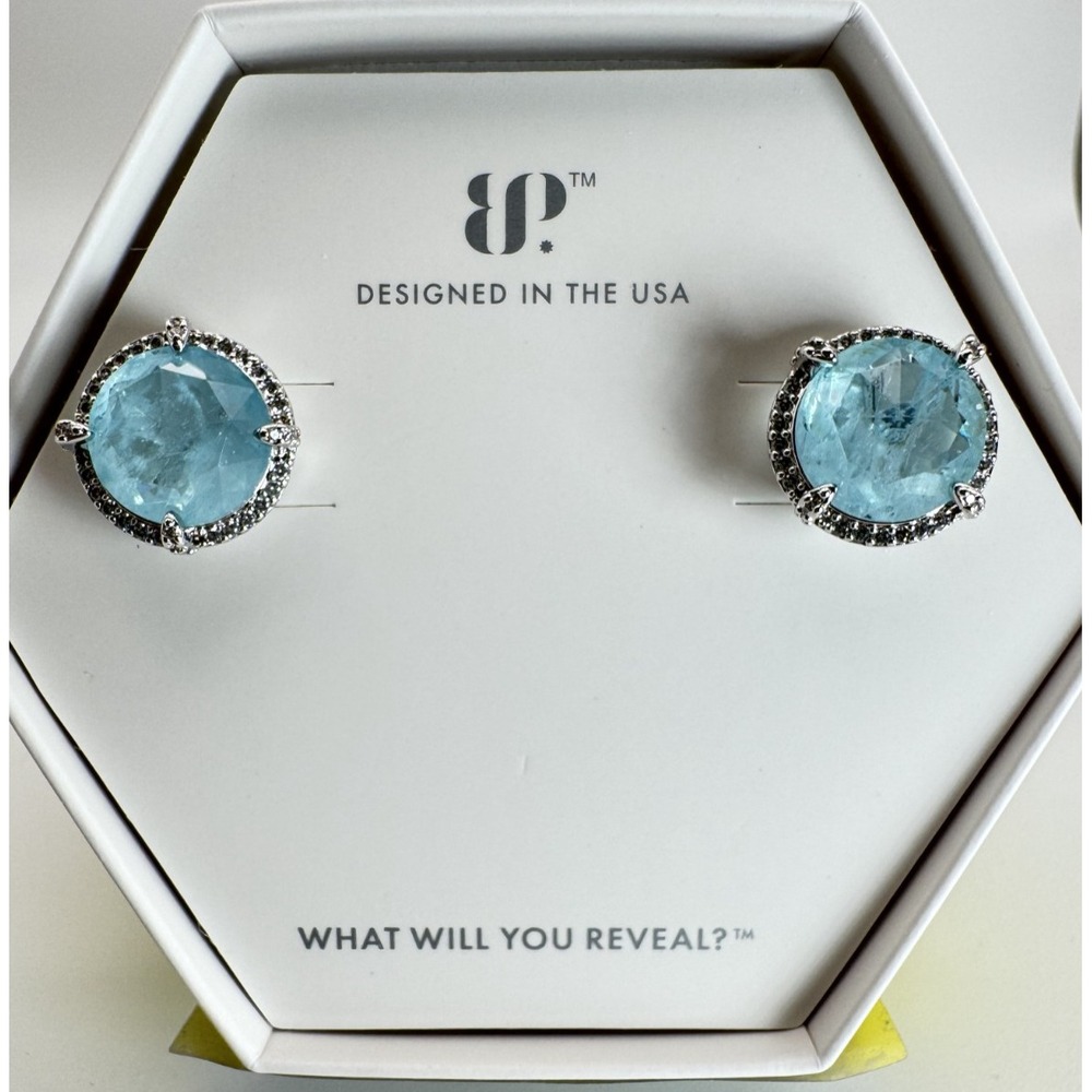 Bomb Party Lazy Summer Vibes Earrings ER82203 Baby Sky Blue Topaz Rhodium Studs